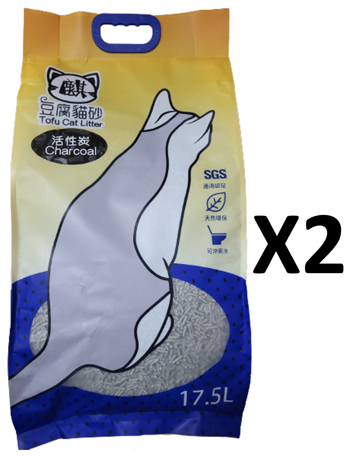 天然豆腐貓砂 - 活性炭味  - 17.5L (6.5kg) x2 -第三代改良版 原箱2包優惠 - (此產品不是真空包裝，包裝上的日期是生產日期）