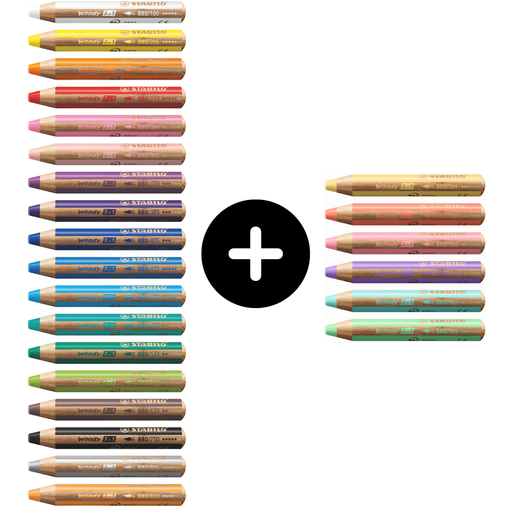 Stabilo Woody Pencils - Set Of 6 Pastel Colors & Sharpener [8806-3] 