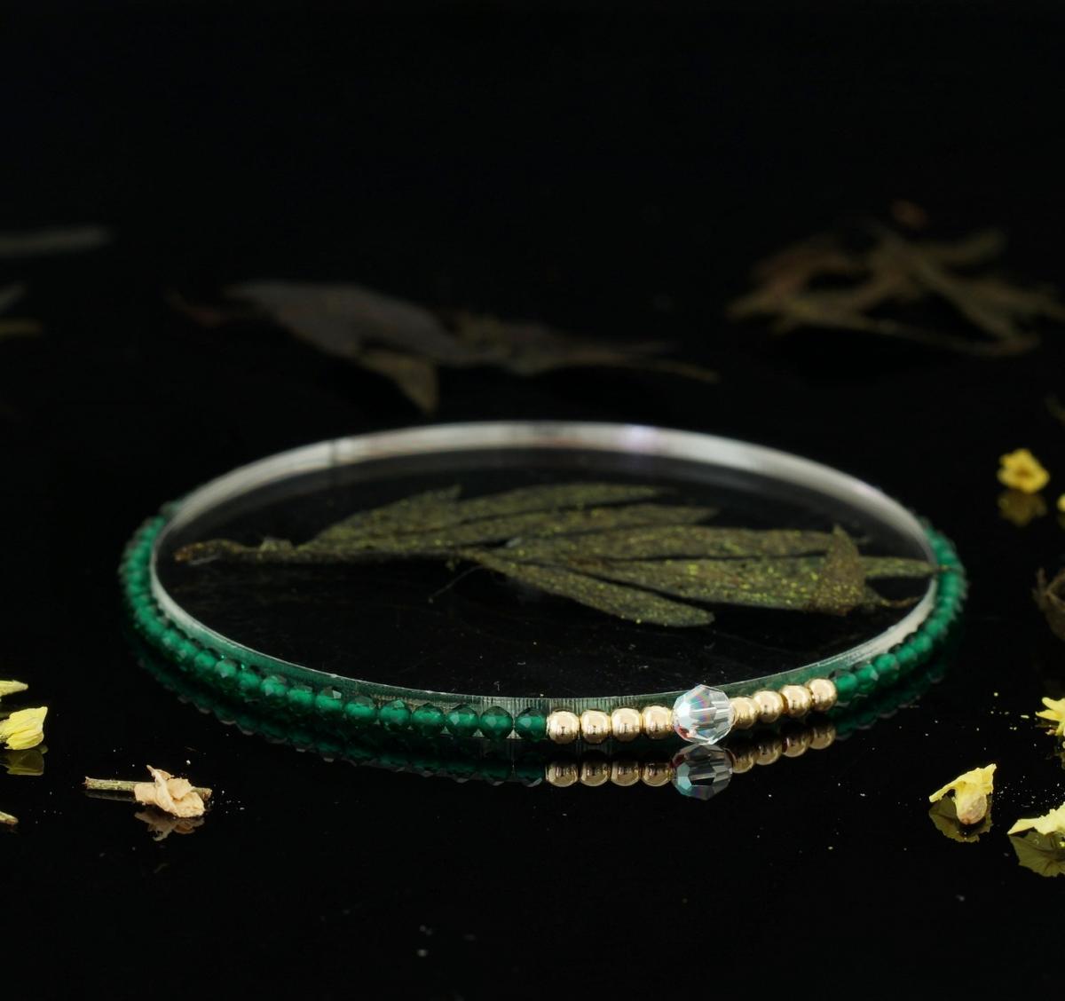 Superfine1/20 14K Gold Filled Green Corundum Crystal Bracelet