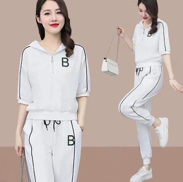 夏季時尚運動套裝【白色】 (尺碼：M-3XL碼) (下單後聯繫客服確認發貨尺碼)#F158027325