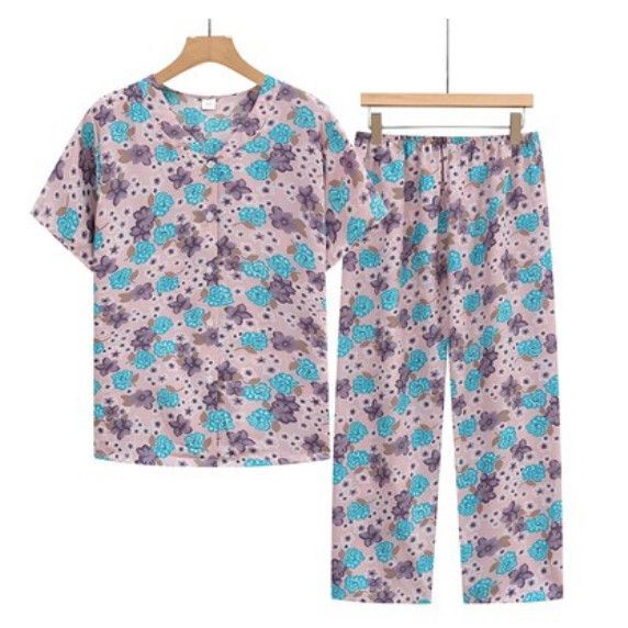 夏季中老年棉綢睡衣套裝（5號色）【尺碼：XL-3XL】【下單後聯絡客服確認發貨尺碼】F203013363