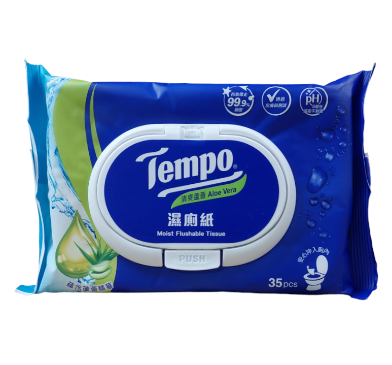 (Aloe Vera+Vitamin E Moist Flushable Tissue) Wipe Away 99.9% of Bacteria