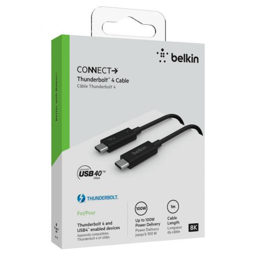 Belkin CONNECT Thunderbolt 4 Cable 1.0m (Black) - 100W, 40Gbps, USB4  Compliant