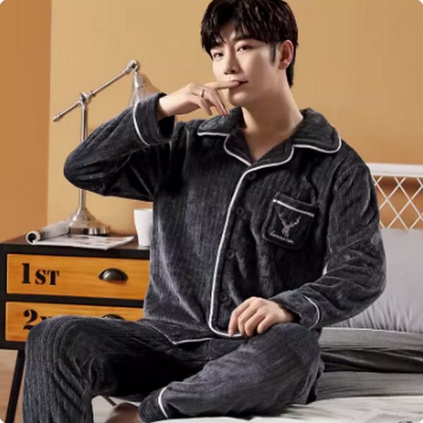 冬季加絨加厚法蘭絨睡衣套裝【CK214】【L-3XL碼】【下單後聯系客服確認尺碼】#F078032576