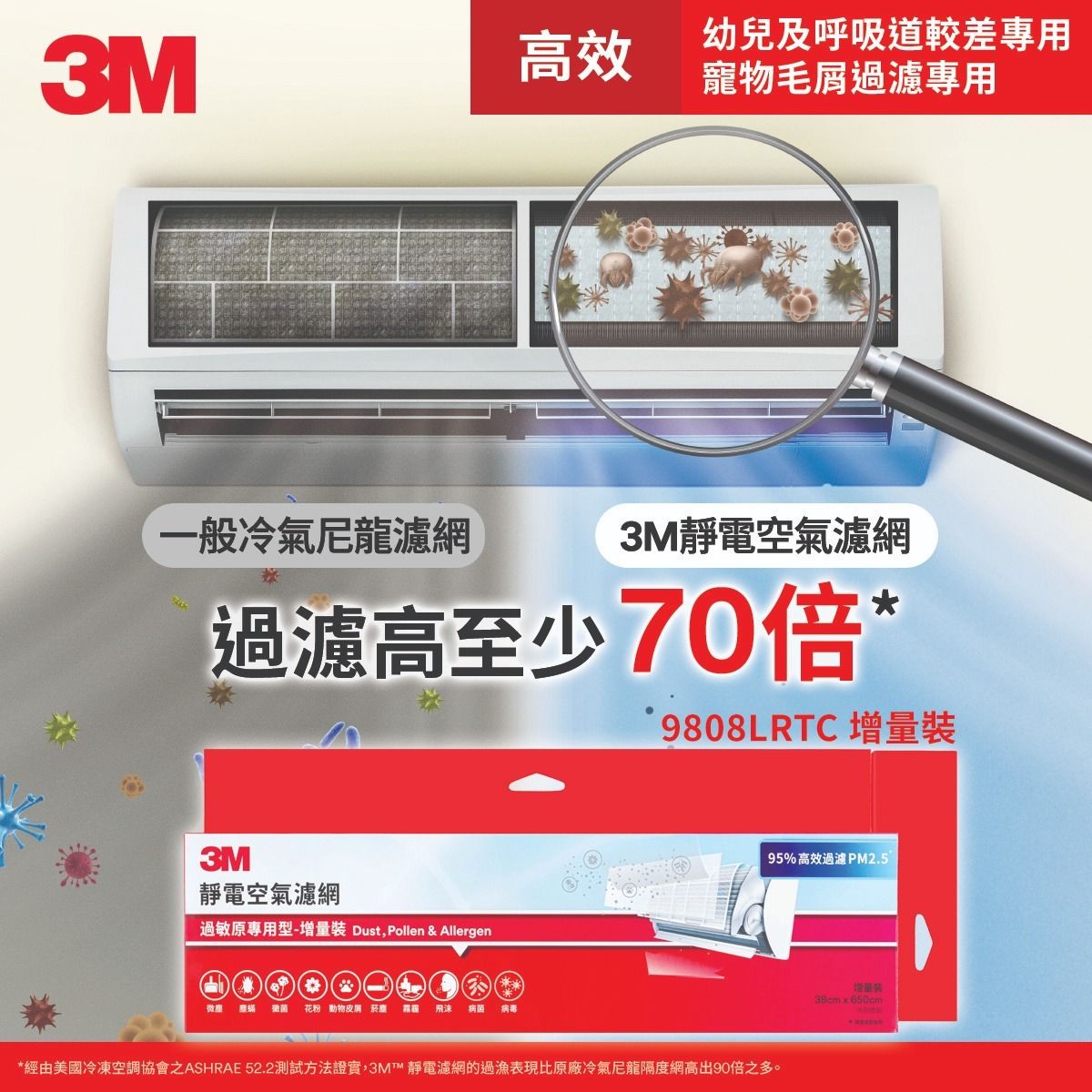 3M 靜電空氣濾網 - 過敏原專用型 - 增量裝 (9808LRTC)