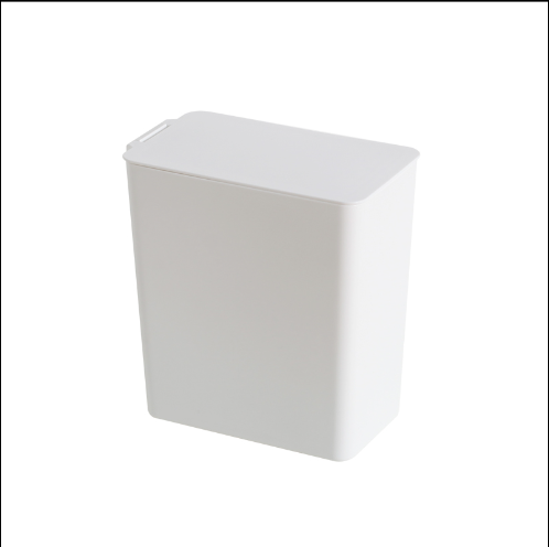 桌面垃圾帶蓋收納筒（白色）（規格：13.3*7.2*16.2CM）