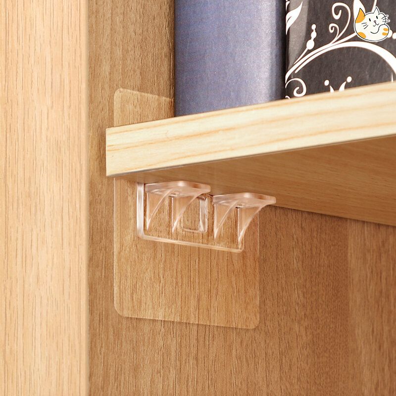 【8個裝】衣櫃分層隔板支撐挂鈎 自粘式層架 免釘式層板托 自粘式支架 儲物櫃隔板