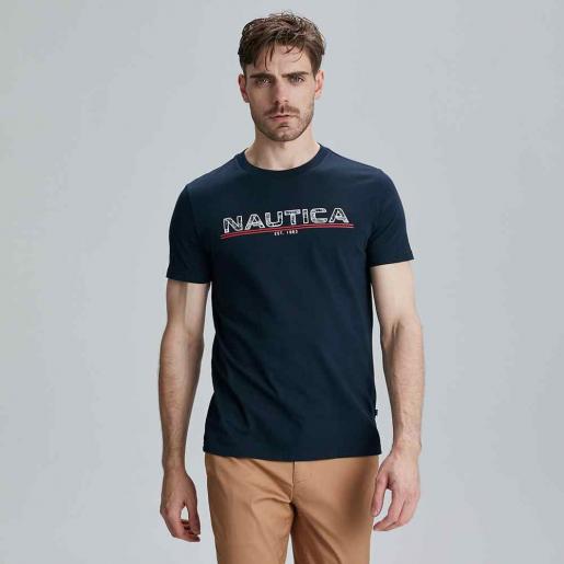 NAUTICA, Men's Logo Graphic Short Sleeve T-Shirt, Color : Blue, Size : L