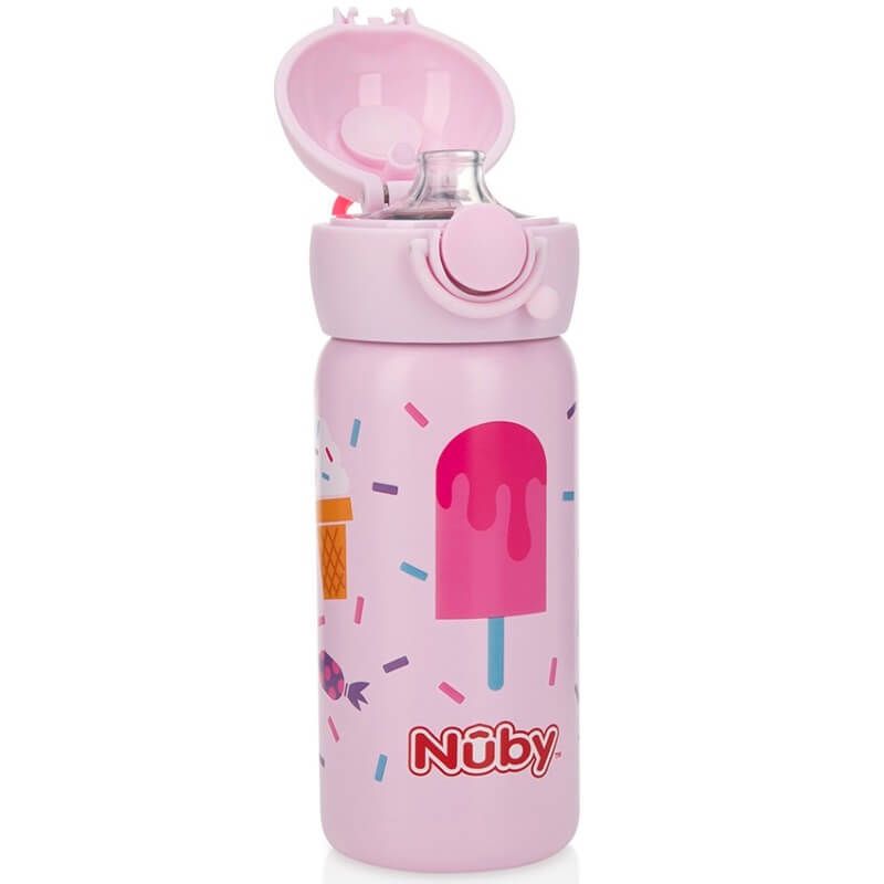 Nuby | Stainless Steel Sport Bottle Spout with Push Button Cap 10oz ...