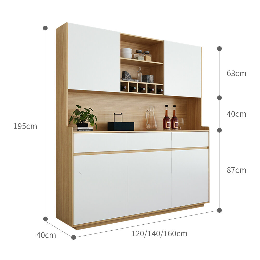 120cm wide Light wood with white sideboard