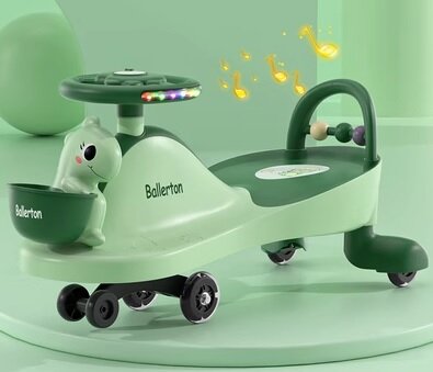 兒童扭扭騎車(靜音輪+音樂) - 綠色