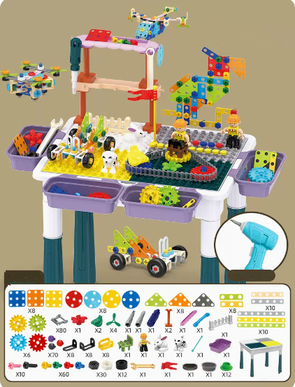 DDS | 兒童益智拼裝工具箱擰螺絲釘組套裝（電池版/充電版-維修工具桌款 