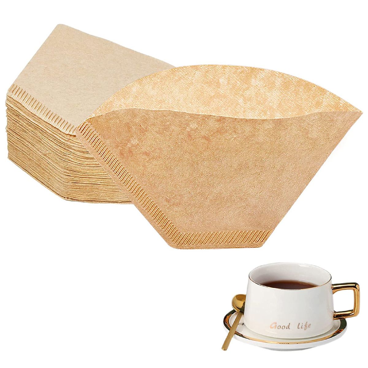 【100 Pcs】Cone Coffee Filters Disposable (Natural Unbleached)