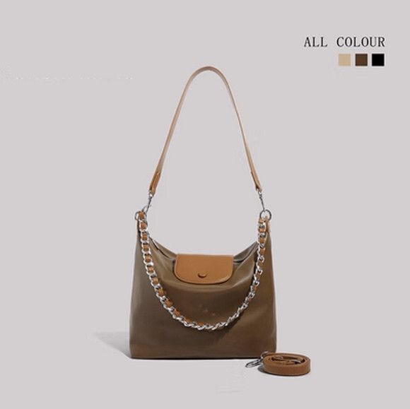 秋冬牛津布托特包百搭鏈條通勤單肩包【棕色】【尺寸：35cm*10cm*27cm】#S078035584