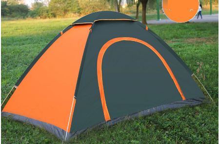 戶外全自動野營速開帳篷（綠橘色）（雙人單門）（200*145*105cm）