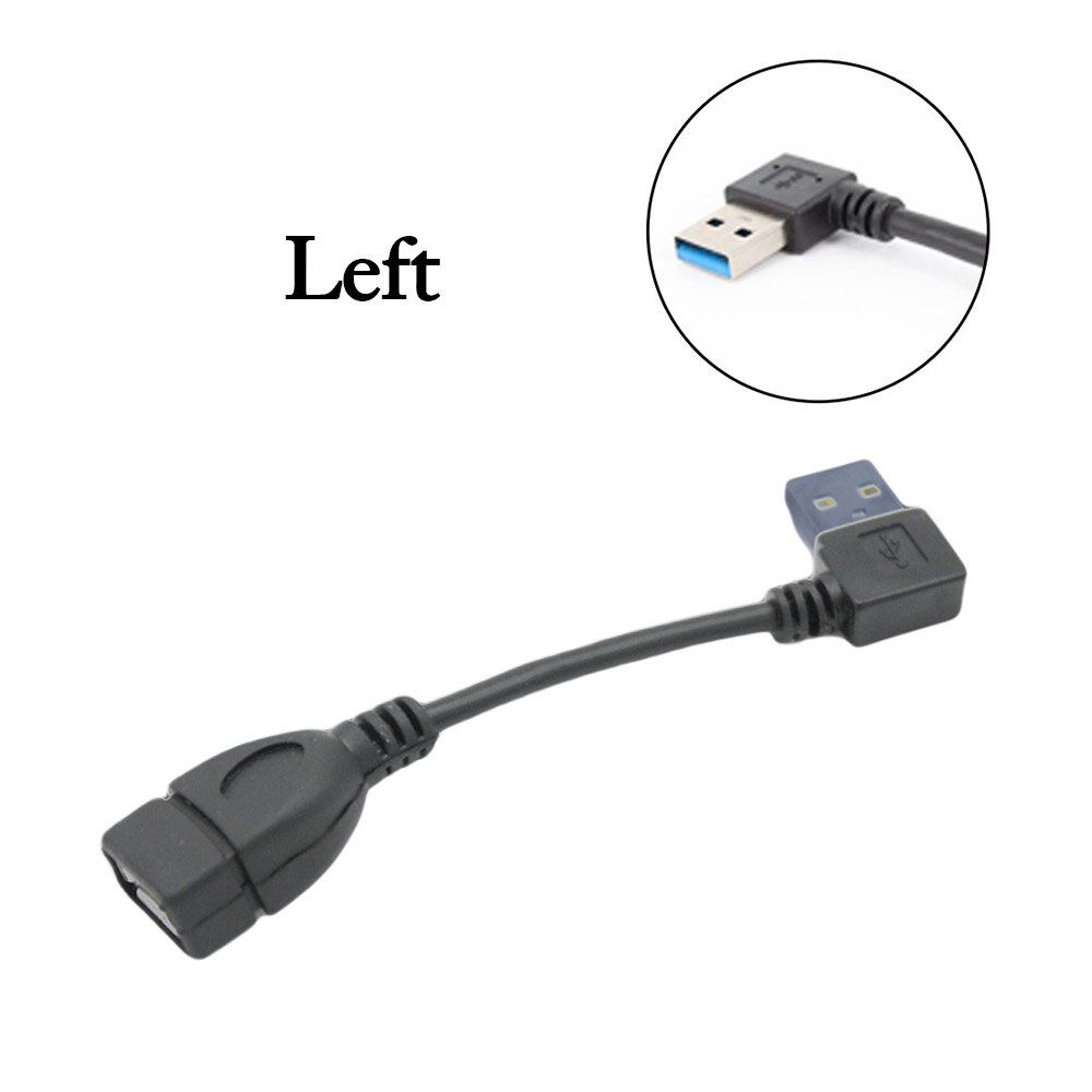 (Left) USB 3.0 Type A 90 Degree Left Right Angle Extension Cable Male To Female Adapter