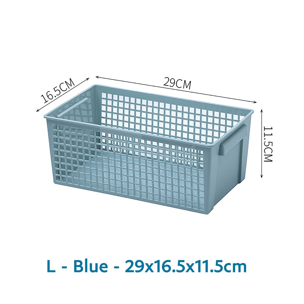 Multifunction Plastic Storage Baskets - L (Blue) - 29x16.5x11.5cm