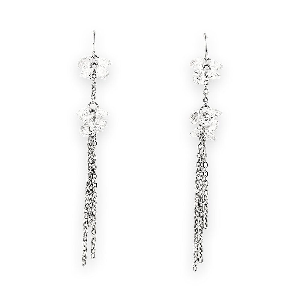 Göessele: rhodium plating, crystal bead, fish hook earrings