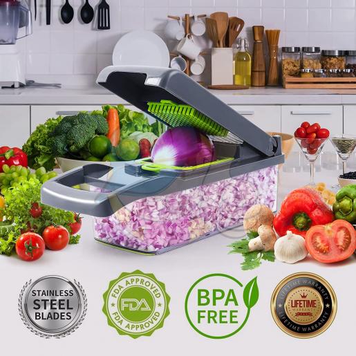 Vegetable Chopper Food Chopper - Tomato Dicer, Onion Chopper, Vegetable Cutter - Food Dicer Chopper with Storage Container & Slip-Proof Mat - Kitchen