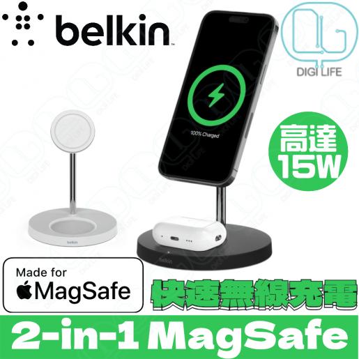 Belkin, BoostCharge Pro 2-in-1 Wireless Charger Stand with Official MagSafe  Charging 15W [Black], Color : Black