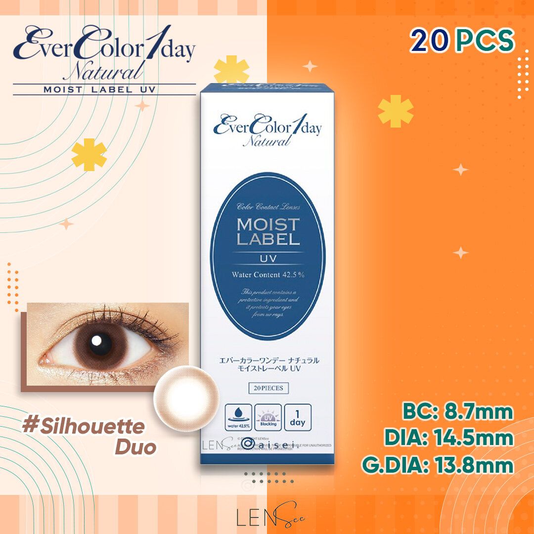 [NM2002] EverColor 1day Natural Moist Label UV Color Contact Lenses - Silhouette Duo (20Pcs) (P -0.00)