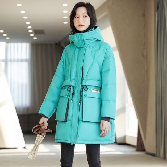 時尚中長款羽絨服(綠色,S-M碼)【下單後請聯絡客服確認發貨尺碼】#F139007276