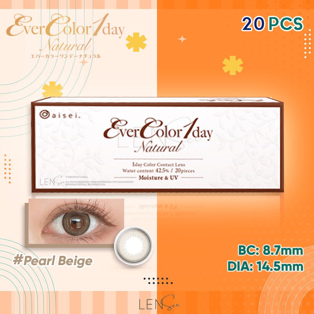 [EN2008] EverColor 1day Natural Color Contact Lenses - Pearl Beige (20Pcs) (P -0.00)
