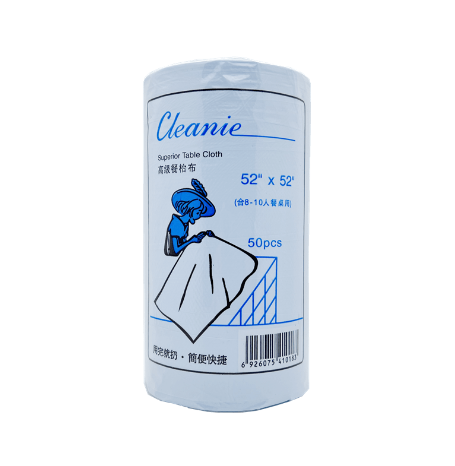 Cleanie - 132x132cm - 52"x52" Plastic Tablecloths (50pcs per ROLL)