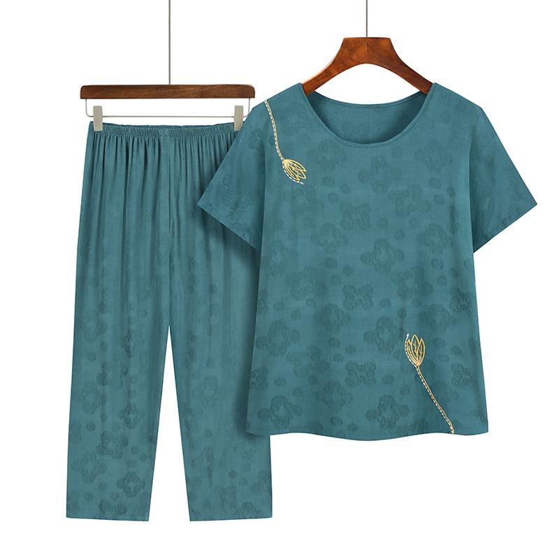 老年人短袖套裝( XL-4XL碼 6款湖藍色）【下單後請聯絡客服確認發貨尺碼】F001099263