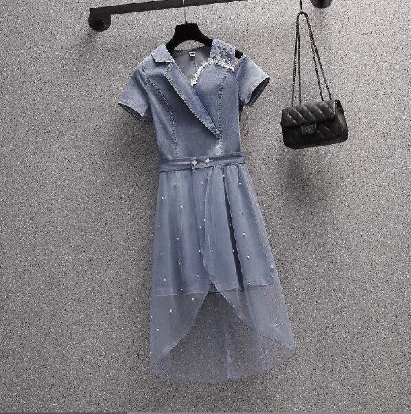 時尚套裝(牛仔裙+網紗裙 M-5XL 下單後聯絡客服確認發貨尺碼)