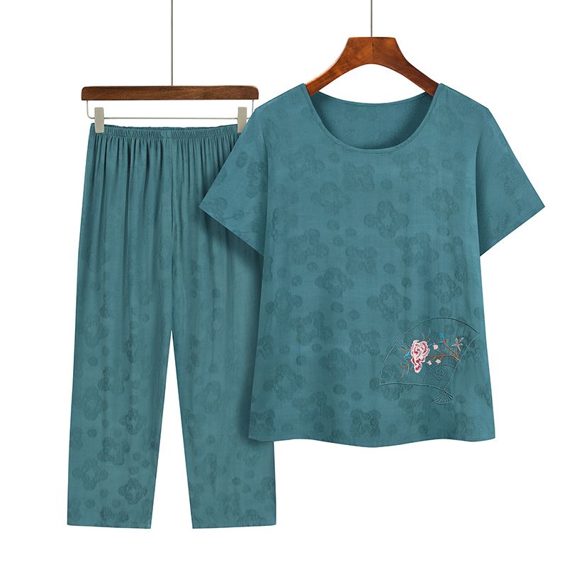 老年人短袖套裝( XL-4XL碼 4款湖藍色）【下單後請聯絡客服確認發貨尺碼】F001099257