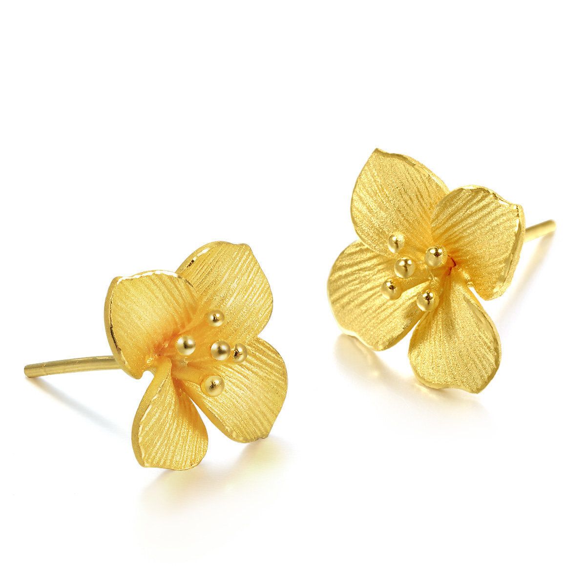 Chinese Wedding Collection 'Floral' 999.9Gold Earrings 86594E Price-by-Weight approx 0.12 tael