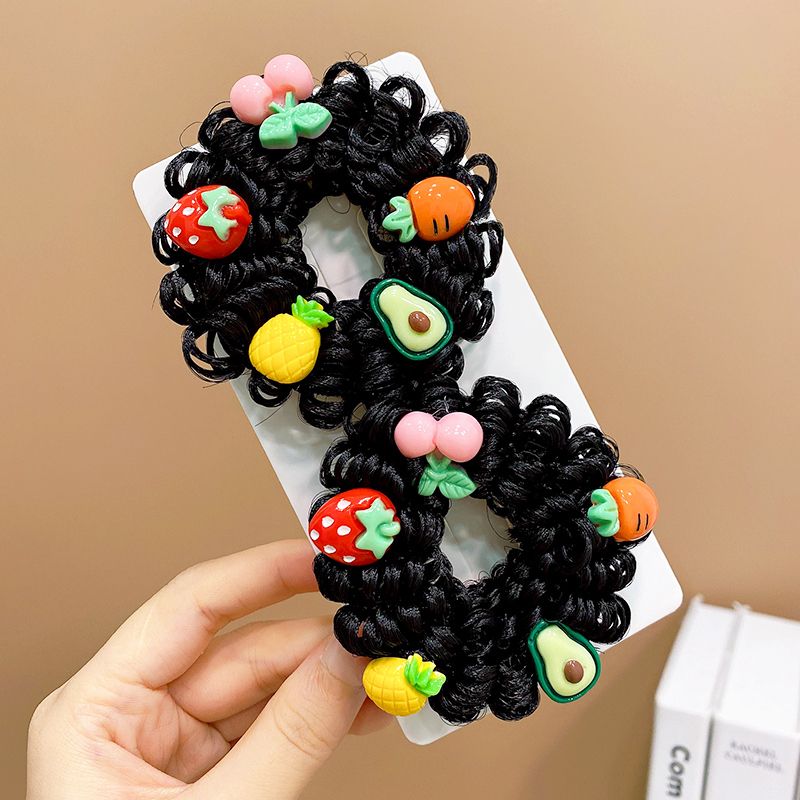 兒童可愛花朵假髮丸子頭髮圈頭飾(3#水果1對)