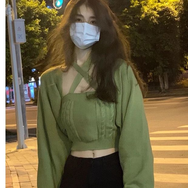 短款上衣【綠色兩件套】尺碼【S碼—XL碼】【下單後請聯絡客服確認發貨尺碼】#K022010232