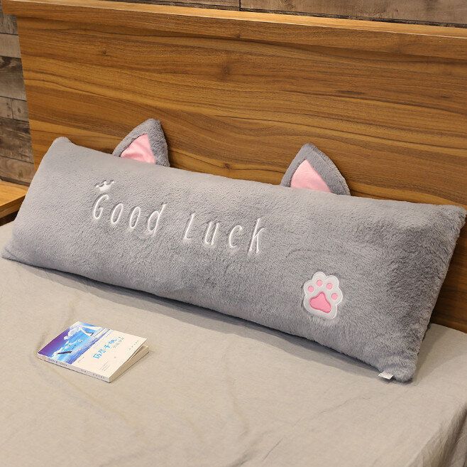 可愛創意長抱枕 可拆洗靠枕(灰貓 60釐米)