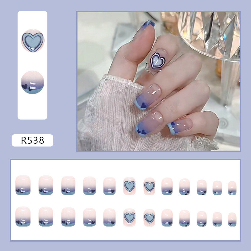 Nail tips 24pcs (blue heart)