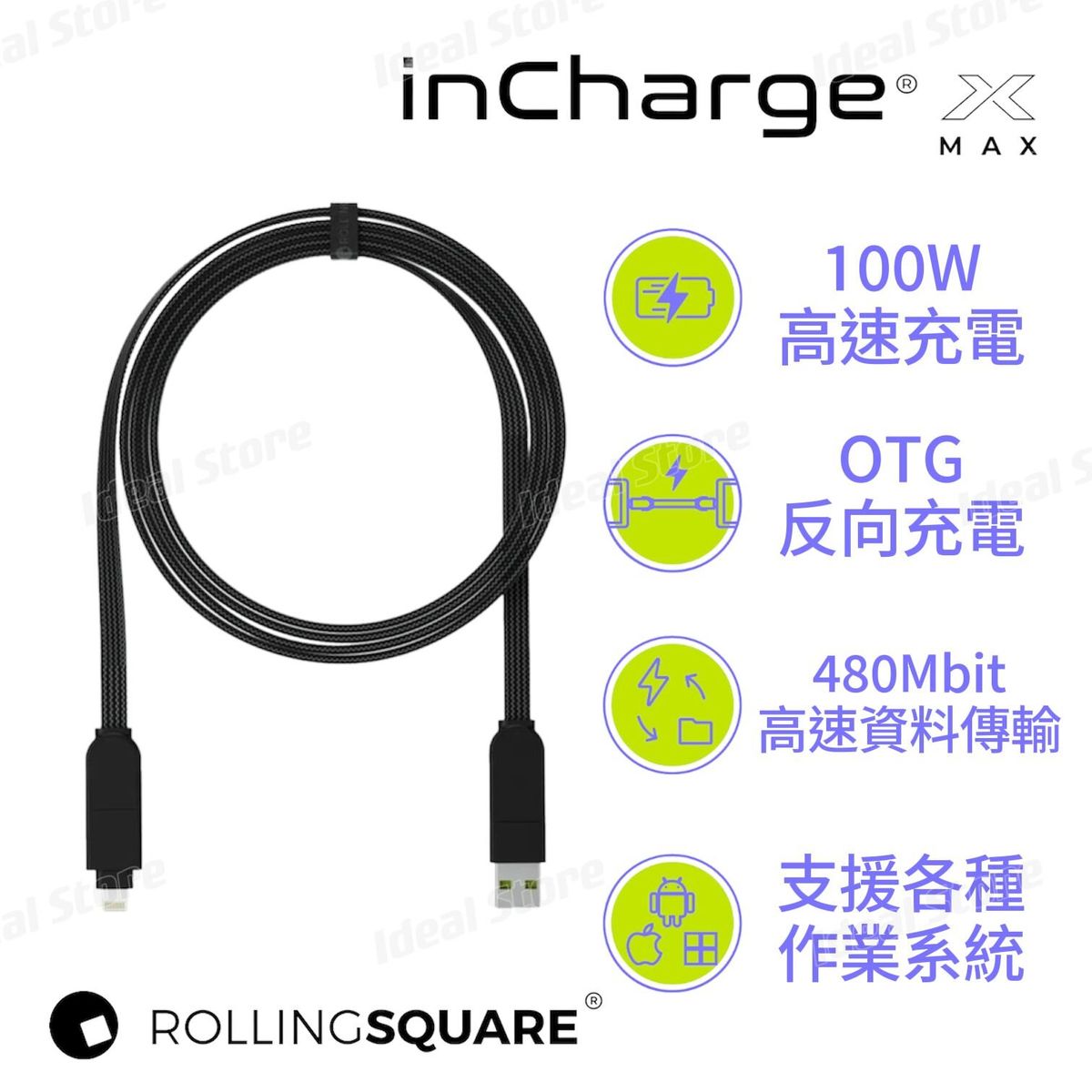 inCharge X Max 100W 六合一充電傳輸線