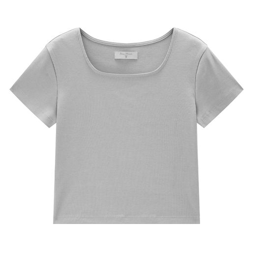 RIBBED SQUARE NECK CROPPED T-SHIRT