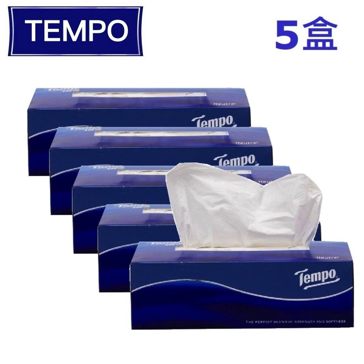 Ⓣ盒 · Tempo 盒裝紙巾 (5盒) 天然無味 Tempo紙巾 ~4897024513021~