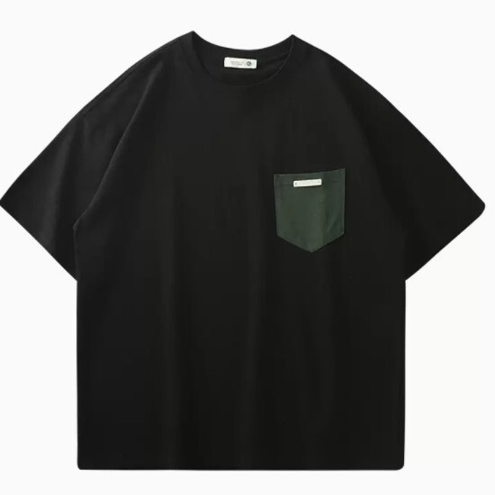 寬鬆休閑短袖T恤（M-3XL 黑色）(下單後聯絡客服確認發貨尺碼)#F270010515