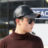[Dark Brown] PU Leather Men Baseball Cap Simple Outing Baseball Cap [Parallel Import]