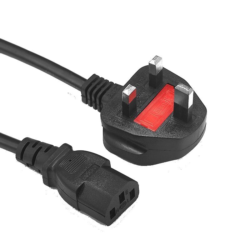1.5米 UK AC Power Cord 英規電源線 品字尾 [黑色] C13 適用於電腦/顯示器/打印機/電飯煲等家電，帶 13A 保險絲