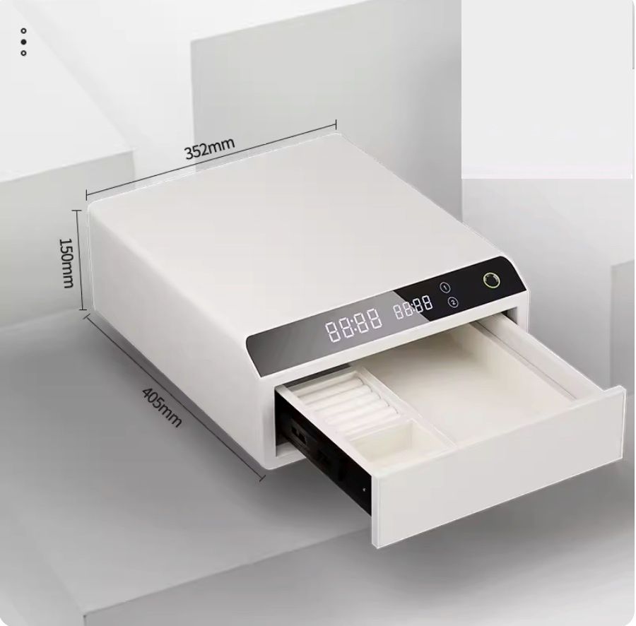 家用小型抽屜式夾萬（優雅白（單層）電晶體指紋+藍牙智控）