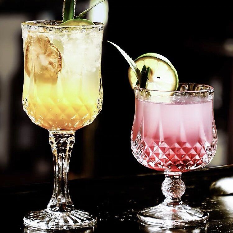 全城熱賣 | 【190ml】鑽石紋水晶杯 古典玻璃杯 復古雞尾酒杯 香檳杯 果酒杯 葡萄紅酒杯 氣泡酒杯 高腳杯 Cocktail杯 打卡杯 ...