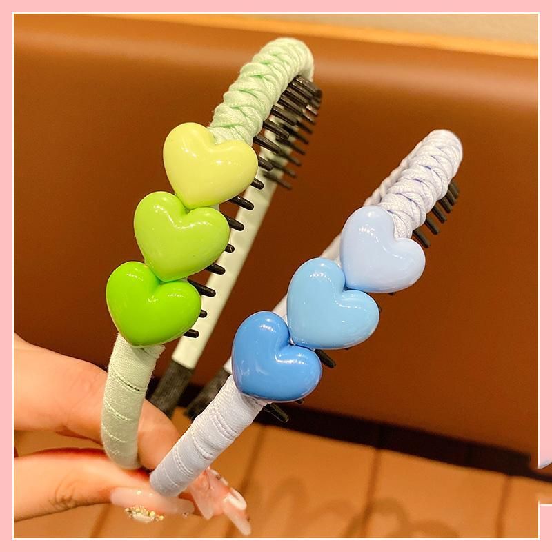 兒童可愛頭箍髮箍髮飾(23#藍色愛心-2件套)