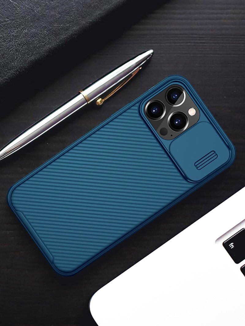 iPhone 13 Pro Max 6.7" Case Lens [Blue] Protection Sliding Cover,Four-corner Airbag,Anti-Slip