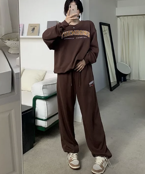 無帽衛衣+長褲（棕色L-4XL）（下單後聯絡客服確認發貨尺碼）#F349001731