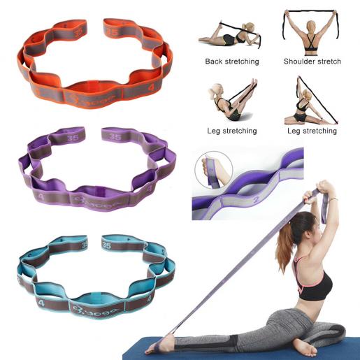 9 Segment Yoga Stretch Strap Training Belt Leg Body Fitness Exercise Gym  Elastic
