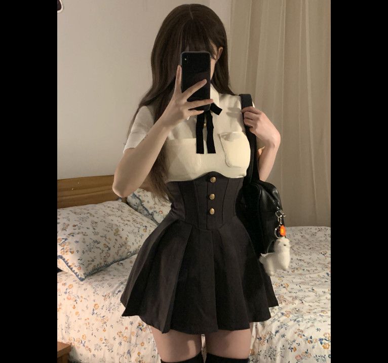 時尚套裝（上衣+半身裙 S-L碼）(下單後聯絡客服確認發貨尺碼)#F224015013