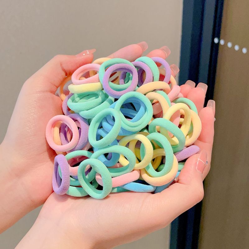 兒童彈性好耐用髮圈頭繩 頭飾/髮飾(2-果綠色100根-小雞袋子裝)